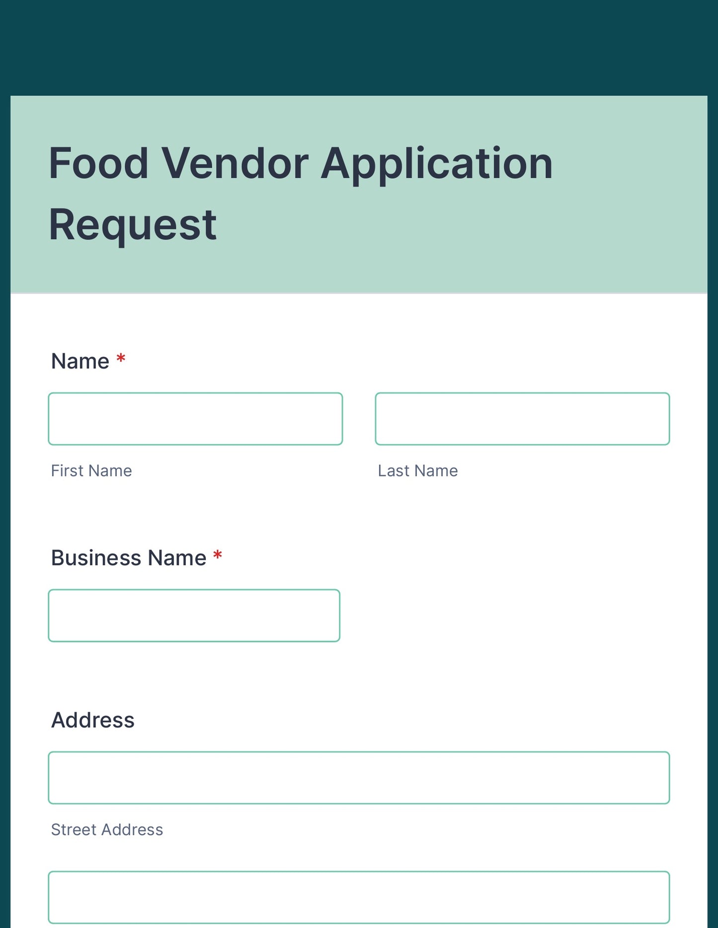 Food Vendor Application link